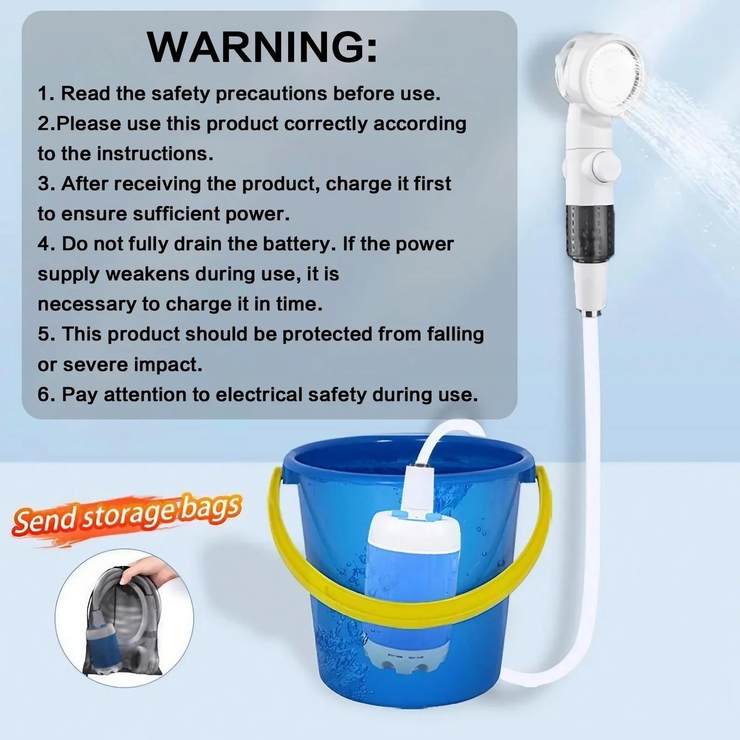 Portable Rechargeable Camping Shower Pump With Accessories
