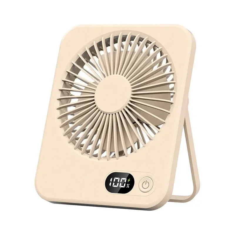 Beige Color Mini USB Rechargeable Folding Handheld Cooling Fan