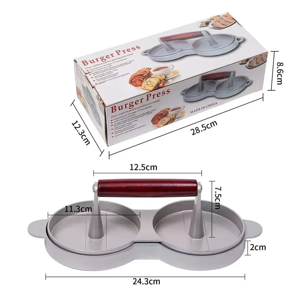 2 grids Color Aluminum Burger Press Patty Maker for Grill & Kitchen