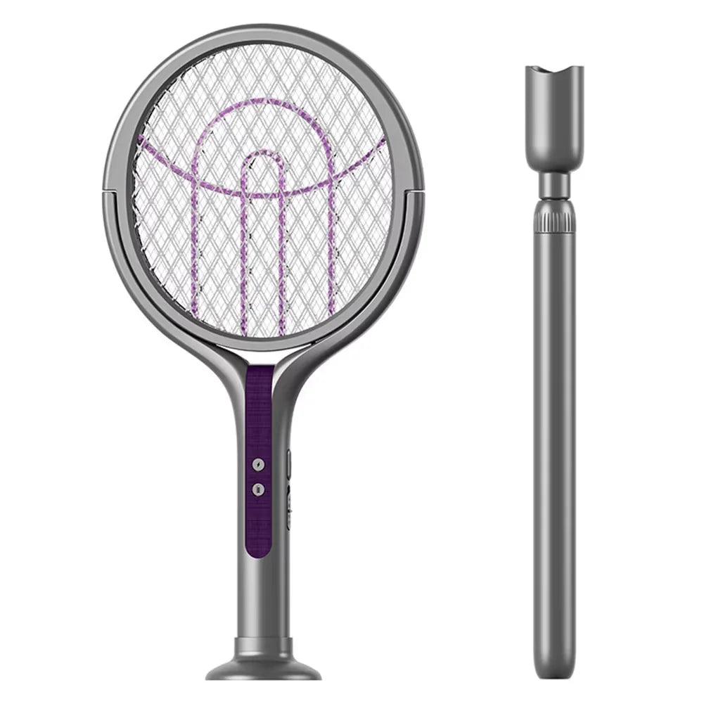 Long Type Color Rotating Electric Bug Zapper Racket With Mosquito Lamp