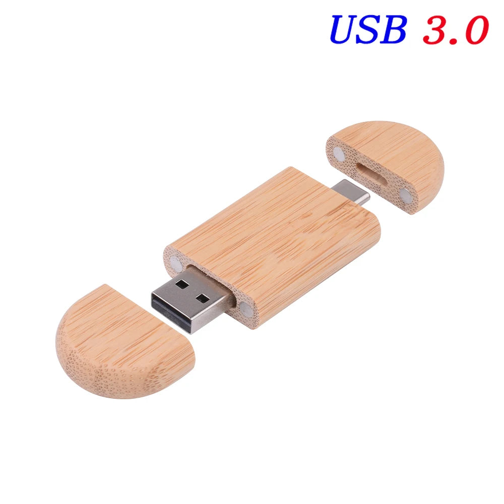 Carbonized NO BOX Color Wooden USB 3.0 Type-C Flash Drive – Custom Logo Gift