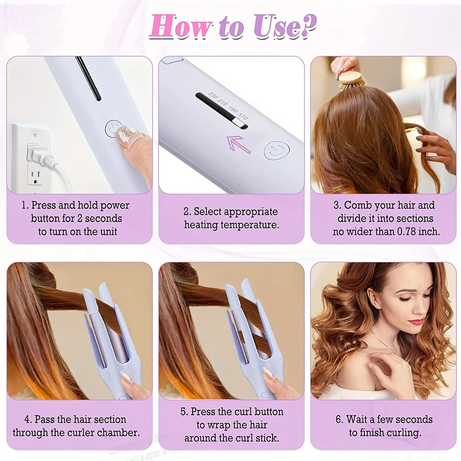 Automatic Hair Curler 32 mm Tourmaline Ceramic Wand