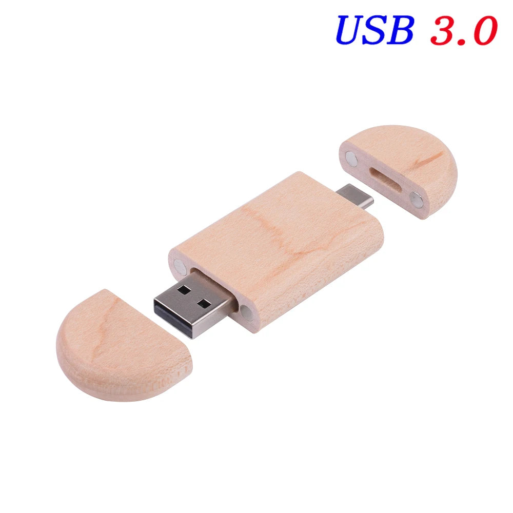 Maple wood NO BOX Color Wooden USB 3.0 Type-C Flash Drive – Custom Logo Gift