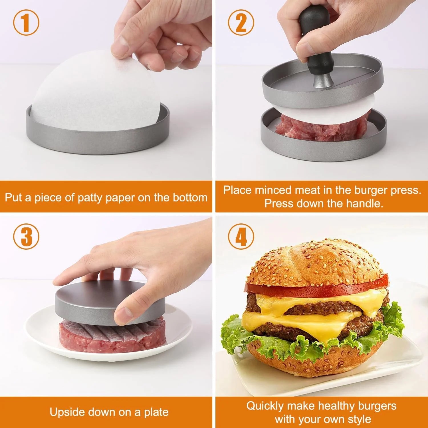 Aluminum Burger Press Patty Maker for Grill & Kitchen