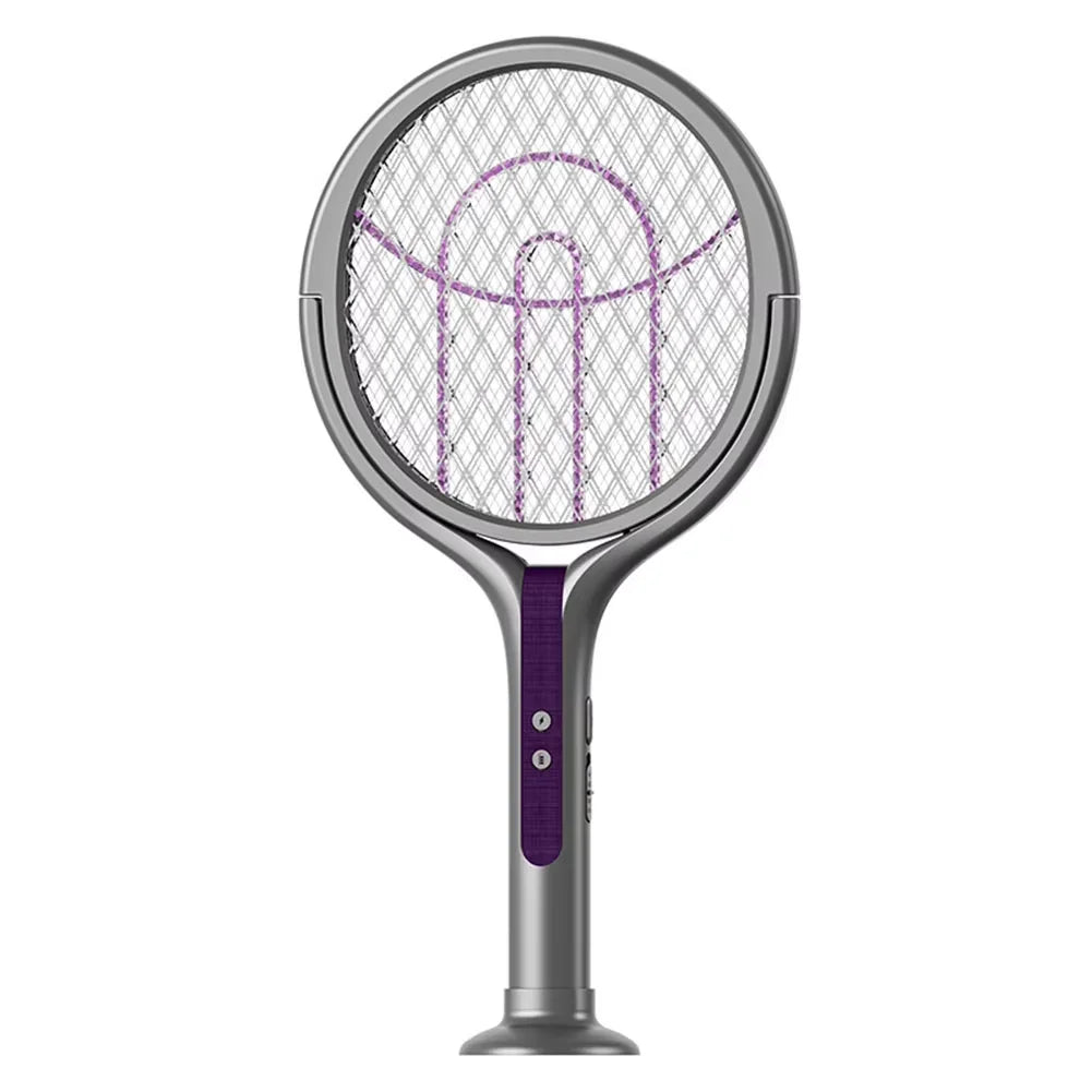 Short Type Color Rotating Electric Bug Zapper Racket With Mosquito Lamp