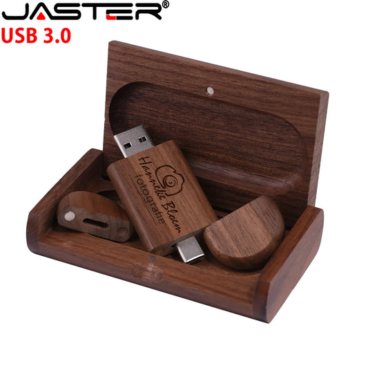 Wooden USB 3.0 Type-C Flash Drive – Custom Logo Gift