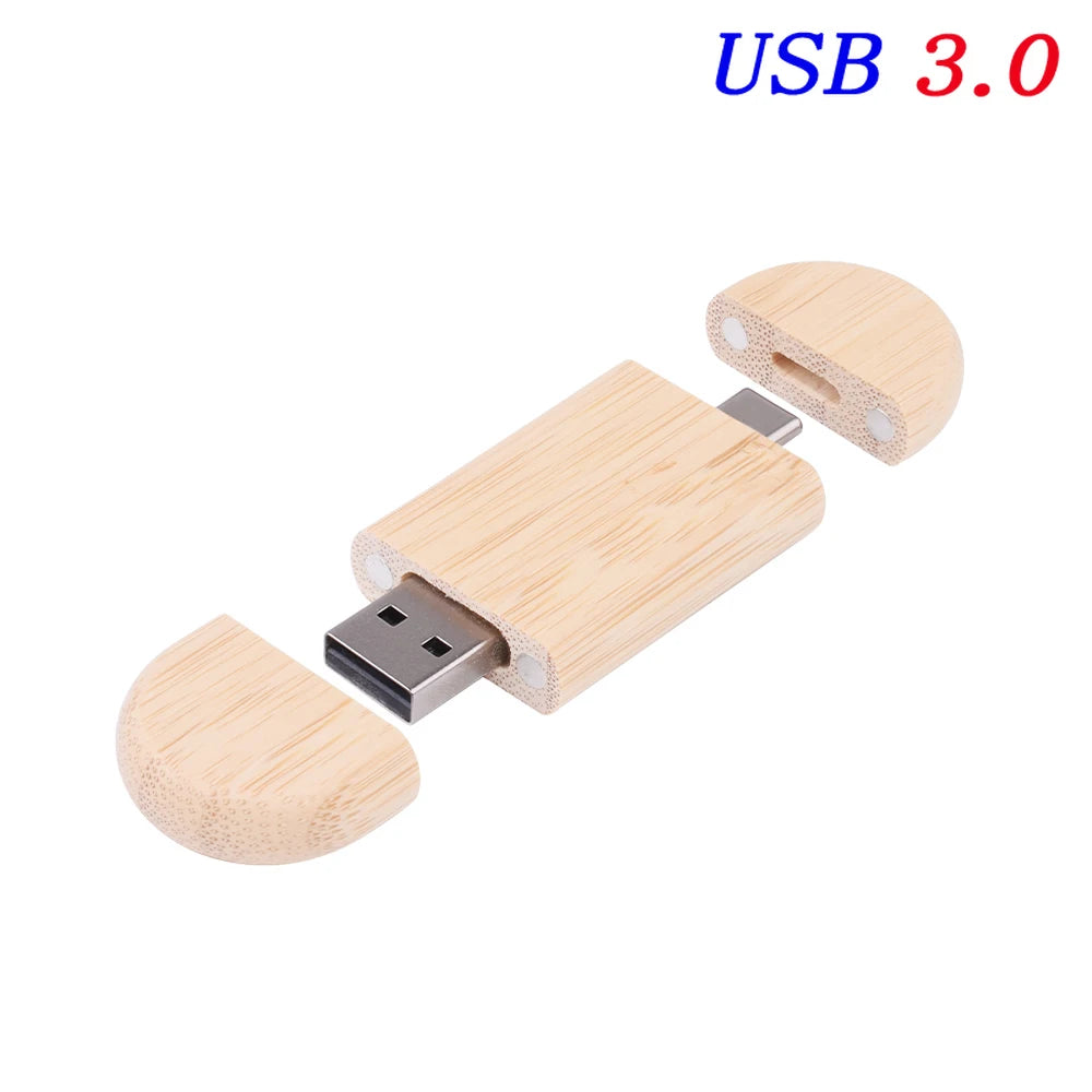 Bamboo NO BOX Color Wooden USB 3.0 Type-C Flash Drive – Custom Logo Gift